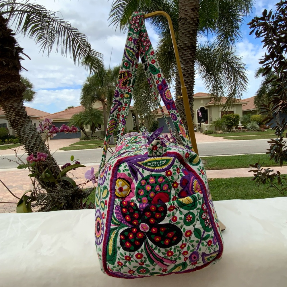 Vera Bradley Viva La Vera Duffle Bag Floral Cotton Weekender Handbag Travel - Picture 6 of 16